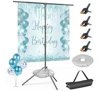 EMART T Form Hintergrund Ständer Hintergrundsystem, 1,5x2,5m Hintergrundständer mit 4 Federclips, Tragetasche für Fotostudio, Porträt und Produktfotografie