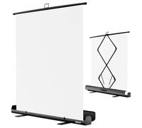 EMART Toile de Fond Blanc 155 x 200 cm, White Screen Roll-up Panel, Écran Blanc Fond avec Support pour Studio Photo, Streaming, vidéoconférence, TikTok, Zoom