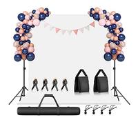 EMART Toile de Fond Blanc avec Support 2x3 m, Kit de Support pour Photographie Réglable avec Fond Blanc en Tissu Polyester pour Studio Photo, Vidéo, Fête, Live