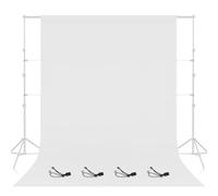 EMART Toile de Fond Blanche de 2,4 x 3 m, Tissu Polyester Haute densité avec 4 Pinces à Ressort pour Studio vidéo, Portraits, fêtes