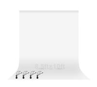 EMART Toile de Fond Blanche pour Photo - 2,6 x 3 m - Grand Rideau de Fond de fête en Polyester - Drap Blanc uni pour Studio vidéo, Portrait, séance Photo, fêtes