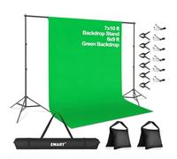 EMART Toile de Fond Vert avec Support 2x3 m, Kit de Support pour Photographie Réglable avec Fond Vert en Tissu Polyester pour Studio Photo, Vidéo, Fête, Live