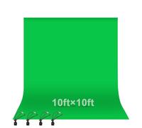 EMART Toile de Fond Verte de 3 x 3 m en Tissu Polyester Haute densité avec 4 Pinces à Ressort pour Studio vidéo, Portraits, fêtes