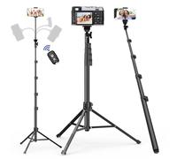 EMART Trépied flexible de 177,8 cm pour iPhone, support de téléphone portable et support d'appareil photo avec col de cygne et télécommande, perche à selfie pour enregistrement vidéo, diffusion en