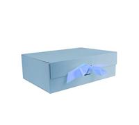 Emartbuy Boîte cadeau magnétique avec ruban - Taille 1 - Boîte rigide de luxe pour nouveau-né, baptême et bébé - (20 × 18,2 × 8 cm) - Bleu layette