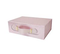 Emartbuy Boîte cadeau magnétique pliable avec poignée en cuir - Taille 2 - Boîte rigide de luxe à paillettes pour fêtes, mariages et anniversaires - (28,2 x 20,2 x 9,2 cm) - Boîte individuelle