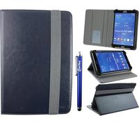 Emartbuy Folio Étui Coque Portefeuille Universel 7-8 Pouces Bleu Nuit Multi-Angle avec Fentes pour Cartes, Elastique Gris & Stylet, Convenant Aux Modèles Listés Ci-Dessous