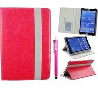 Emartbuy Folio Étui Coque Portefeuille Universel 7-8 Pouces Hot Rose Multi-Angle avec Fentes pour Cartes, Elastique Gris & Stylet, Convenant Aux Modèles Listés Ci-Dessous