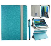 Emartbuy Folio Étui Coque Portefeuille Universel 9-10 Pouces Turquoise Multi-Angle avec Fentes pour Cartes, Elastique Gris & Stylet, Convenant Aux Modèles Listés Ci-Dessous