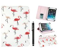 emartbuy Housse, Etui De Protection Universel 10-11 Pouces, Motif Flamants Roses, avec Un Elastique Rose, Stylet, Fentes pour Cartes Et Fonction Inclinable, Adaptée Aux Appareils Listés Ci-Dessous