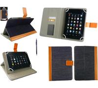 emartbuy Housse Folio Coque Etui De Protection Universel 7 Pouces - 8 Pouces, Denim Bleu avec Stylet, Fentes pour Cartes Et Fonction Inclinable, Adaptée Aux Appareils Listés Ci-Dessous