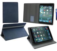 emartbuy Housse Folio Coque Etui De Protection Universel 9.1-10.1 Pouces, Bleu Fonce avec Gris Intérieur, Stylet, Fentes pour Cartes Et Fonction Inclinable, Adaptée Aux Appareils Listés Ci-Dessous