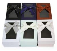 Emartbuy Lot de 6 boîtes cadeaux rigides assorties de luxe avec ruban et couvercle transparent - Rouge, rose, bleu, vert et noir - Emballage élégant pour anniversaire, mariage et cadeaux d'entreprise