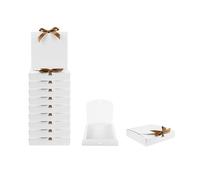 Emartbuy Paquet de 12 Boite Cadeau de Présentation Carrée, 24 cm x 24 cm x 5 cm, Assemblage Facile, Boîte Blanche Avec Ruban Noeud