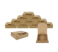 Emartbuy Paquet de 12 Boite Cadeau de Présentation Carrée, 24 cm x 24 cm x 5 cm, Assemblage Facile, Boîte Kraft Brun Avec Ruban Noeud