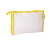 Emartbuy Voyage Cosmetic Essentials Trousse de Maquillage Transparente Résistante à l'eau Trousse de Toilette, Pochette de Rangement pour Organisateur - Clair avec Bordure Jaune