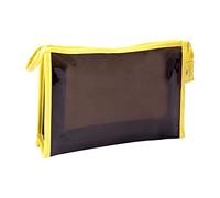 emartbuy Voyage Cosmetic Essentials Trousse de Maquillage Transparente Résistante à L'eau Trousse de Toilette, Pochette de Rangement Pour Organisateur - Noir Avec Bordure Jaune