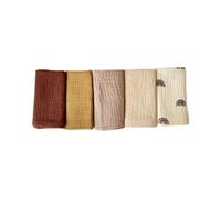 Emballage 5pcs Faculaire Polyvalent Serviette Carrée Serviette Bain Douce Serviette Bain Douce 4 Couches En Tissu Burp Coffret Pour Les Nourrissons Serviette Pour Le Visage