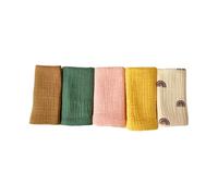 Emballage 5pcs Faculaire Polyvalent Serviette Carrée Serviette Bain Douce Serviette Bain Douce 4 Couches En Tissu Burp Coffret Pour Les Nourrissons Serviette Pour Le Visage