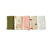 Emballage 5pcs Faculaire Polyvalent Serviette Carrée Serviette Bain Douce Serviette Bain Douce 4 Couches En Tissu Burp Coffret Pour Les Nourrissons Serviette Pour Le Visage