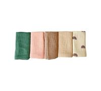 Emballage 5pcs Faculaire Polyvalent Serviette Carrée Serviette Bain Douce Serviette Bain Douce 4 Couches En Tissu Burp Coffret Pour Les Nourrissons Serviette Pour Le Visage