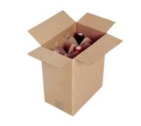 Emballage Carton 6 Bouteilles | 5 Caisses 330x165x250 mm | Double Epaisseur Très Solide | Croisillions Intérieurs | Kraft brun | Vin, Bière, Cidre | Sécurité Expédition Déménagement Transport