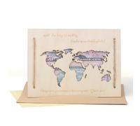 Emballage de Cadeaux d'Argent de Carte du Monde, Cadeau d'Argent de Voyage Personnalisé en Bois Unique, Carte Cadeau d'Argent Gravée de Mariage avec Enveloppe pour les Jeunes Mariés