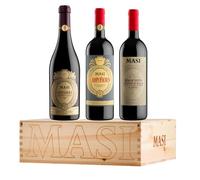Emballage exclusif "Masi Iconiques" | COSTASERA 2020 Amarone Classico DOCG, CAMPOFIORIN 2022 Rosso Verona IGT, BONACOSTA 2024 Valpolicella Classico DOC | 3X750 ml | Emballage en bois