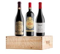 Emballage exclusif "Masi Iconiques" | COSTASERA 2021 Amarone Classico DOCG, CAMPOFIORIN 2023 Rosso Verona IGT, BONACOSTA 2025 Valpolicella Classico DOC | 3X750 ml | Emballage en bois