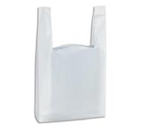 emballage garrigou 100 Sac Bretelle Blanc 50µ réutilisable, 20 + 10 X 40 cm, idéal commerce, magasin, marché, alimentation, transport de provisions