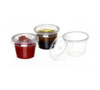 emballage garrigou 250 Pot à sauce 30 ml + Couvercle boite de conservation transparent plastique PP, pot rond, sauces, aliments, idéal pour restauration rapide, vente à emporter, fast-food