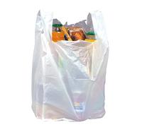emballage garrigou lot de 100 sacs de transport plastique blanc réutilisable dimensions 26 + 12 x 45 cm sac bretelle 50 µ idéal pour transport marchandise,magasin, marché, primeur, vente locale