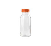 emballage garrigou lot de 20 petites bouteilles réutilisable jus de fruit en plastique transparent avec couvercle orange inviolable - 250 ml Bouteille à Jus de Fruits, smoothies, lait, boissons