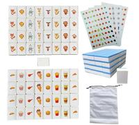 Emballage simple,65 Blocs de 30mm Jeu de Seaside Style Escape Game de Style Mahjong,Jeu de Tuiles pour Enfant,de Mahjong 2 Joueurs,en ABS Plastique,Domino d'évasion,avec DIY Autocollants en PVC (Bleu)