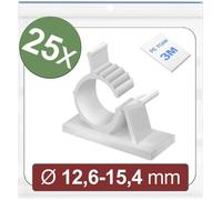Embase de fixation autocollante - QUADRIOS - 24CA447 - 25 pièces - Ø faisceau 12.6 à 15.4 mm - Blanc