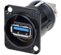 Neutrik Adaptateur USB 3.0 réversible avec connecteurs Type A et B, boîtier Noir en D pour Montage sur Panneau dans installations Audio, Racks informatiques et connexions Professionnelles