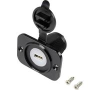 Embase femelle USB avec capot anti-poussière embase femelle, verticale 1 voie, Avant rectangle 43,1 x 60 mm, avec éclairage bleu