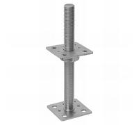 Embase Pied de poteau carrée réglable par vis galvanisé à visser - 80 x 250 x 24 mm