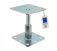 Embase pied de poteau carrée réglable - Platine 100x100 mm - Ht 100 à 150 mm - Acier galvanisé à chaud M20 - Fabrication Europe