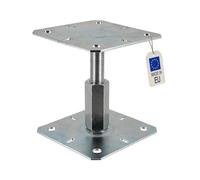Embase pied de poteau réglable - Platine 130x130mm - M20 - Acier galvanisé à chaud - Ht de 100 à 150 mm - Fabrication Europe