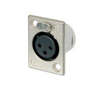 Embase - Velleman - xlr, 3 points femelle, a souder, corps nickele, contacts argentes