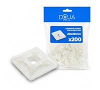 Embases Adhesive pour Attache de Cable DOJA Barcelona - Pack 200 - Blanc - Facile à Installer, Attache Cable Adhésif, Embases pour Collier de Serrage Offrant Polyvalence, Support Adhésif