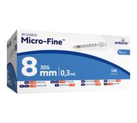 Embecta Micro-Fine+ Demi Seringue Insuline 0,3ml 30Gx8mm Pièces 100 (320837)