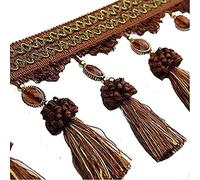 Embellissement raffiné à pompons, 3 mètres de franges rideau à pompons, perles, ruban couture, tissu d'ameublement(Coffee)