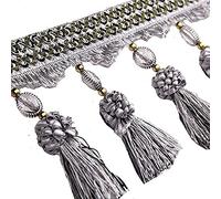 Embellissement raffiné à pompons, 3 mètres de franges rideau à pompons, perles, ruban couture, tissu d'ameublement(Grijs)
