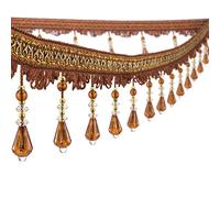 Embellissement raffiné à pompons, 4 mètres de perles suspendues en cristal, franges, garniture tissu, ruban, rideau(Deep Coffee)