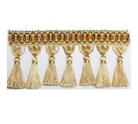 Embellissement raffiné à pompons, 4 mètres de perles tressées suspendues, garniture franges gland, boule suspendue, rideau ruban tressé(Gold)