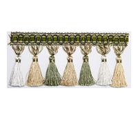 Embellissement raffiné à pompons, 4 mètres de perles tressées suspendues, garniture franges gland, boule suspendue, rideau ruban tressé(Green)