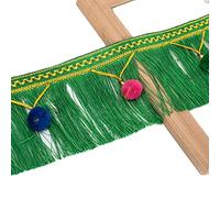 Embellissement raffiné à pompons, 4 mètres de ruban garniture gland boule pompon suspendu multicolore frange d'applique tissu(Green)