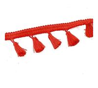 Embellissement raffiné à pompons, 5 mètres de pompons en coton, bordure dentelle, franges suspendues, ruban brodé, couture, garniture, rideau, vêtements décorés(Rosso)